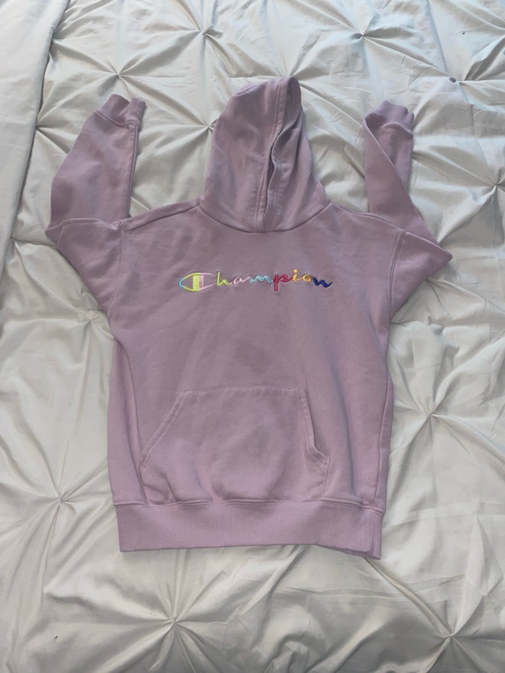 Champion Pink Pullover Hoodie with Logo Tag